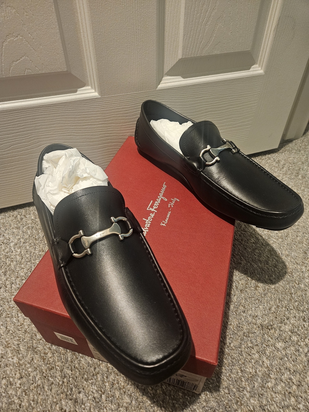 Salvatore Ferragamo Black Leather Horsebit Loafers